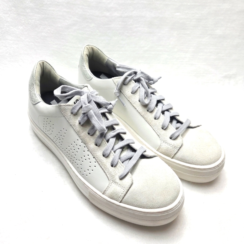 P448 John Perforated Logo Lace-up White Leather Sneakers